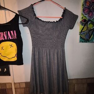 Hollister Charcoal Smocked Midi Dress